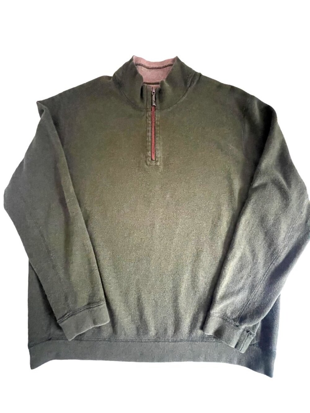 Tommy Bahama Reversible Quarter Zip Pullover Olive/Tan Large